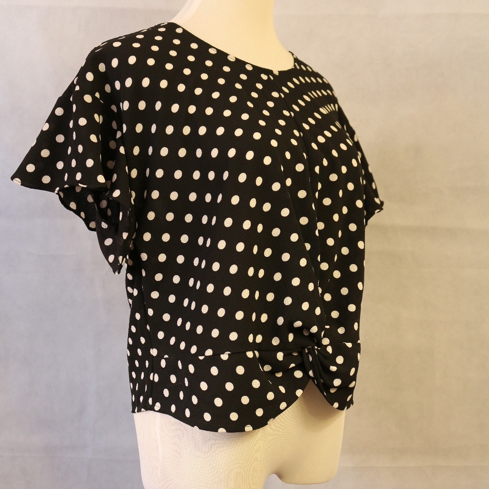 Lush Flutter Sleeve Polka Dot Blouse